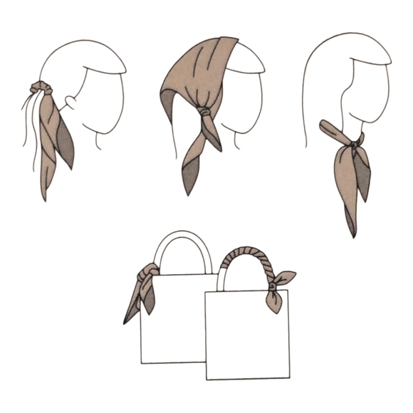 Multicolor Floral Star Print Black White Tan Square Scarf - Picture 7 of 7